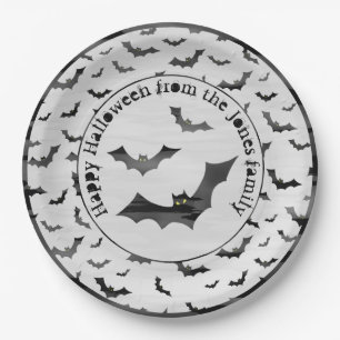 Halloween Random Iconic Bats Muster Schwarz/Weiß Pappteller