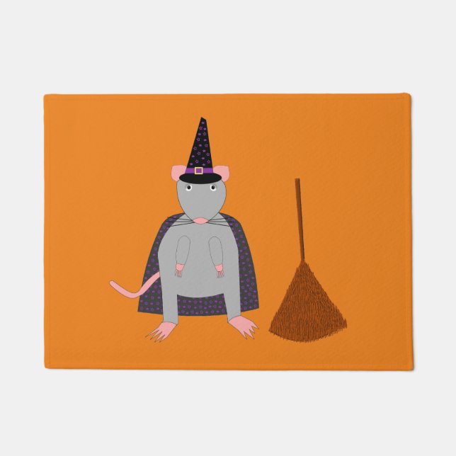 Halloween Rat und Broom Fußmatte (Vorderseite)