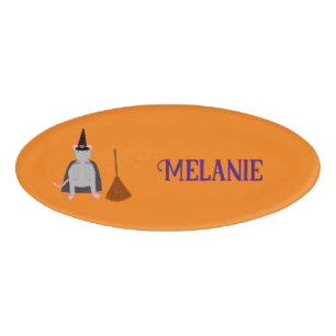 Halloween Rat und Broom Individuelle Name Namenschild