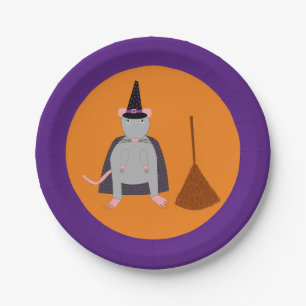 Halloween Rat und Broom Pappteller
