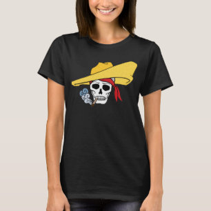 Halloween rauchender Totenkopf mit Bandana Cartoon T-Shirt