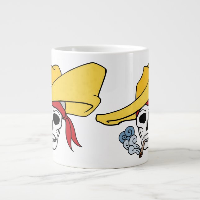 Halloween-Rauchskull mit Bandana-Cartoon Jumbo-Tasse (Vorderseite)