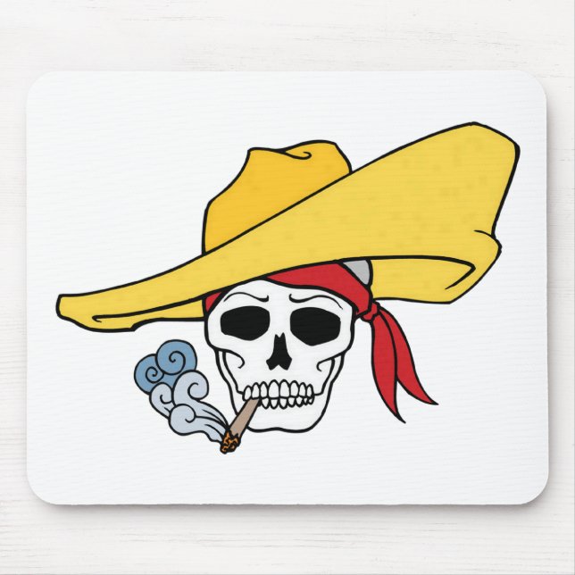 Halloween-Rauchskull mit Bandana-Cartoon Mousepad (Vorne)