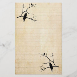 Halloween Raven and Owl Old Paper Stationary Briefpapier