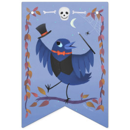 Halloween Raven Crow Moon Blue Wimpelkette