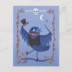Halloween Raven Crow Moon Magie Postkarte