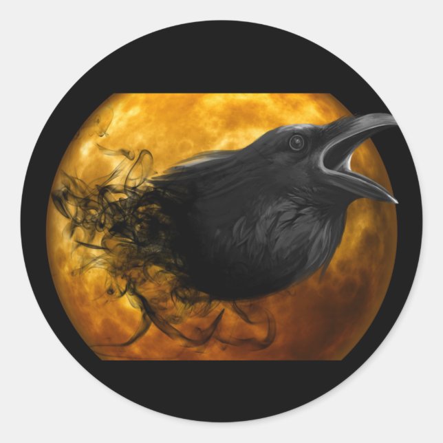 Halloween Raven Crow Runder Aufkleber (Vorderseite)