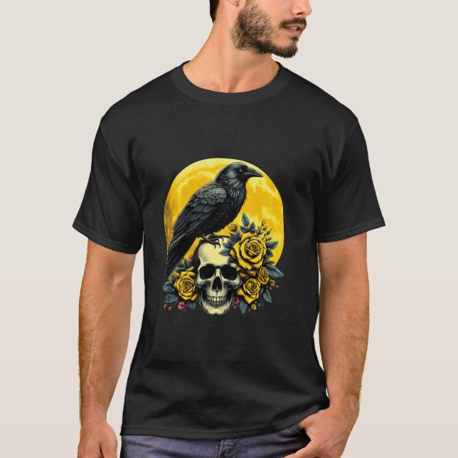 Halloween Raven Crow Skull Crow Halloween T Shirt (Vorderseite)