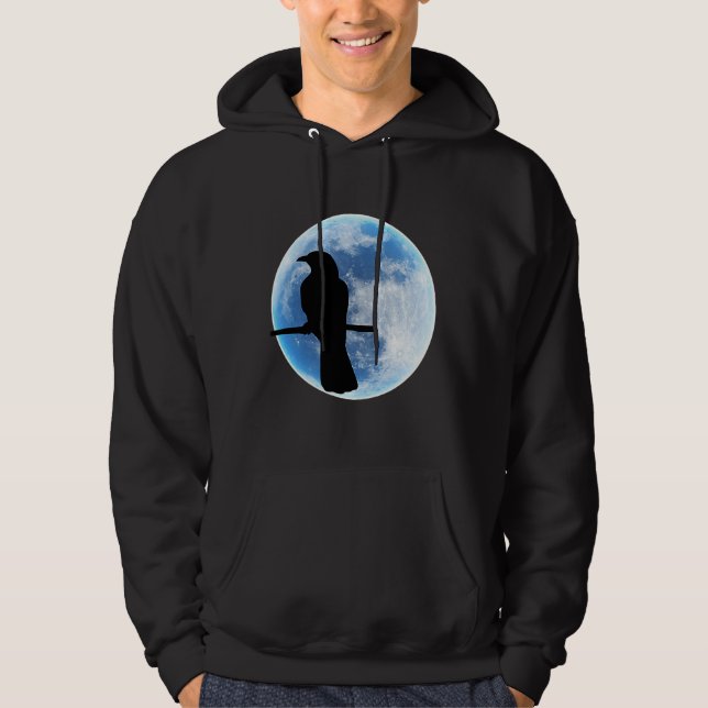 Halloween Raven  Crows on a branch by the full moo Hoodie (Vorderseite)