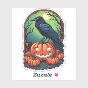 Halloween Raven in einem Kürbis Aufkleber