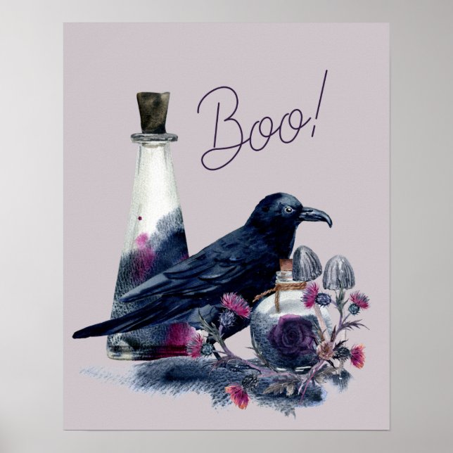 halloween raven magic print poster (Vorne)