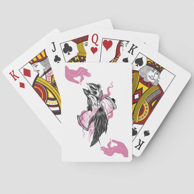 Halloween Raven mit Lotus Hands Art Playing Card Spielkarten (Rückseite)