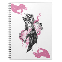 Halloween Raven mit Lotus Hands Art Spiral Notebo