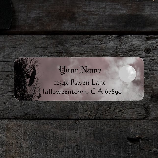 Halloween Raven Red Sky Custom Address Label (Von Creator hochgeladen)