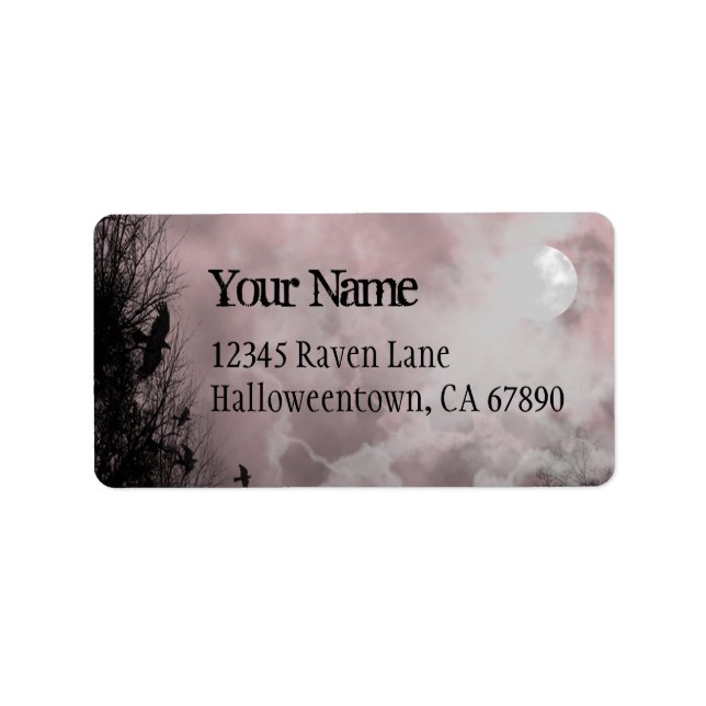 Halloween Raven Red Sky Custom Address Label Adressaufkleber (Vorne)