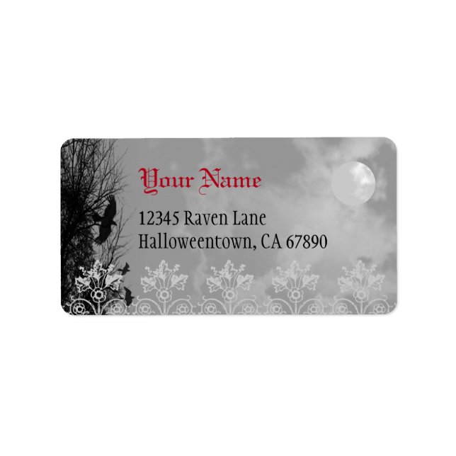 Halloween Raven Sky Custom Address Label Adressaufkleber (Vorne)