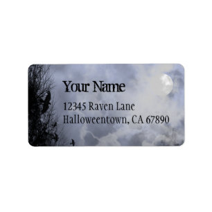 Halloween Ravens Blue Sky Custom Address Label Adressaufkleber