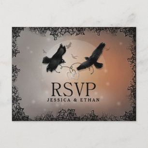 Halloween Ravens Wedding RSVP Matching PostCard Einladungspostkarte