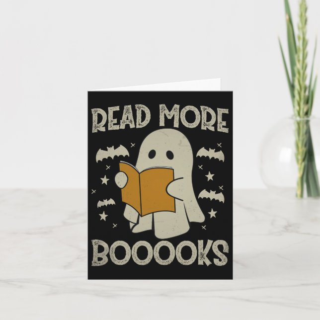 Halloween Read more Books Funny Ghost Reading Book Karte (Vorderseite)