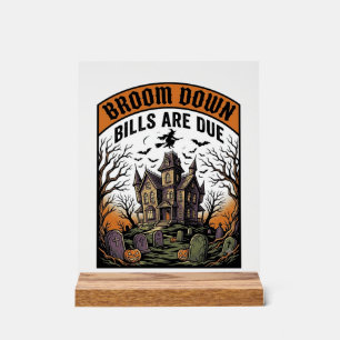 Halloween-Rechnungseintreiber-Hexenbesen-Bruch-Des Acrylschild
