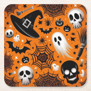 Halloween Rechteckiger Pappuntersetzer