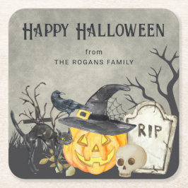 Halloween Rechteckiger Pappuntersetzer