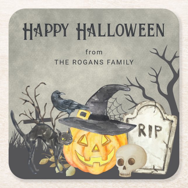 Halloween Rechteckiger Pappuntersetzer (Vorderseite)