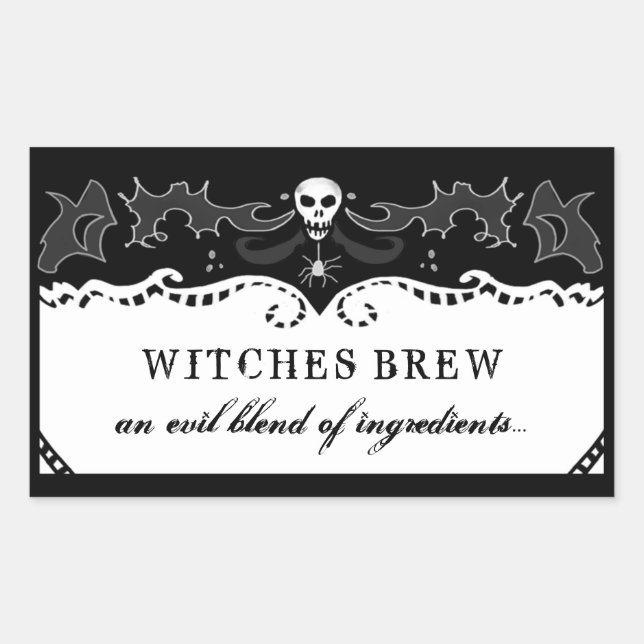 Halloween Rectangle Black & White Label - Groß Rechteckiger Aufkleber (Vorderseite)