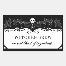 Halloween Rectangle Black & White Label - Groß Rechteckiger Aufkleber