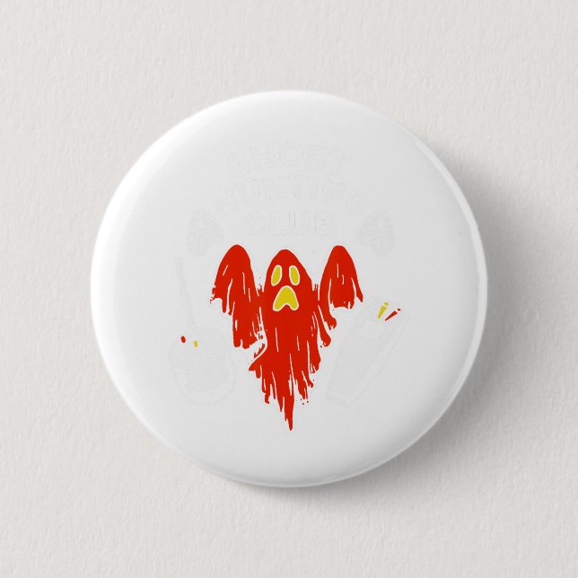 Halloween Red Ghost Hunting Club Spooky Hunter Button (Vorderseite)