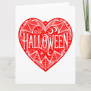 Halloween, Red Heart Shape, Holiday Karte