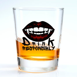 Halloween Red Lips Vampire Fangs Drink verantwortu Schnapsglas