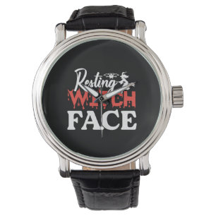Halloween Resting Witch Facce Birthday Armbanduhr