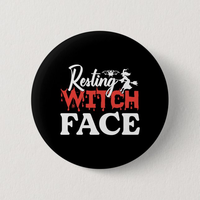 Halloween Resting Witch Facce Birthday Button (Vorderseite)