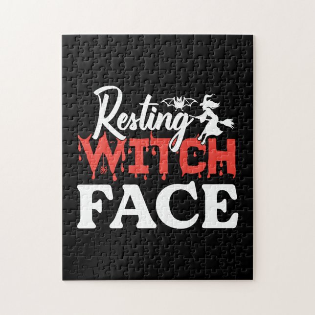 Halloween Resting Witch Facce Birthday Puzzle (Vertikal)
