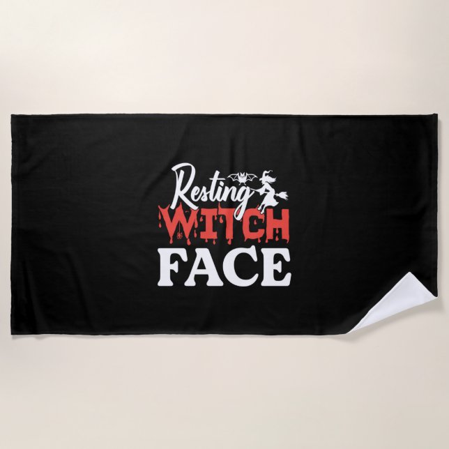Halloween Resting Witch Facce Birthday Strandtuch (Vorderseite)