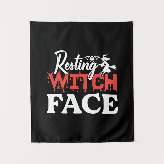 Halloween Resting Witch Facce Birthday Wandteppich (Vorderseite)