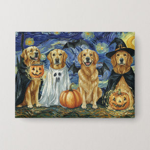 Halloween Retriever Hunde Ghost Boo Witch Kostüm Button