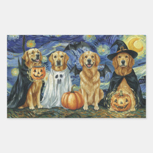 Halloween Retriever Hunde Ghost Boo Witch Kostüm Rechteckiger Aufkleber