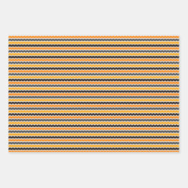 Halloween Retro 1960er Zickzack Orange White Black Geschenkpapier Set