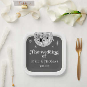 Halloween Retro Disco Spiders & Disco Ball Wedding Pappteller