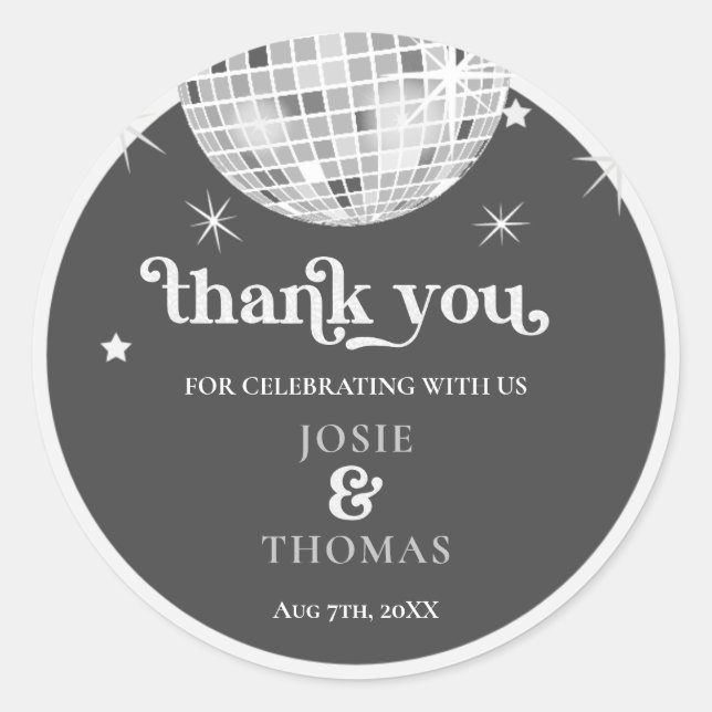 Halloween Retro Disco Spiders & Disco Ball Wedding Runder Aufkleber (Vorderseite)