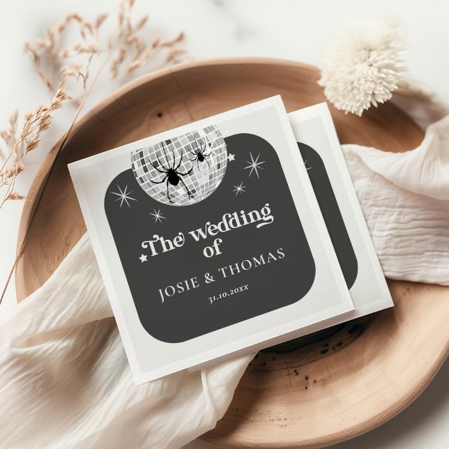 Halloween Retro Disco Spiders & Disco Ball Wedding Serviette (Von Creator hochgeladen)