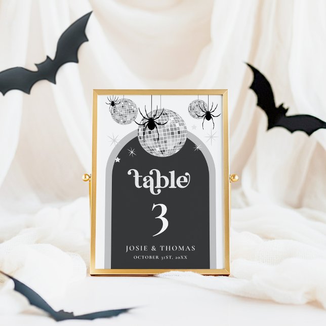 Halloween Retro Disco Spiders & Disco Ball Wedding Tischnummer (Von Creator hochgeladen)