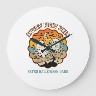 Halloween Retro-Geister-Nacht Große Wanduhr