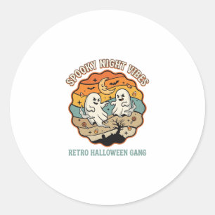 Halloween Retro-Geister-Nacht Runder Aufkleber