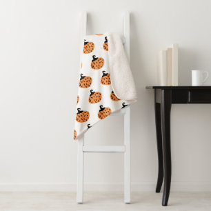 Halloween Retro Geometric Schwarz-weiß Pumpkins Sherpadecke