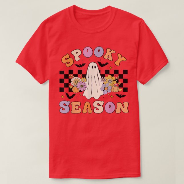 Halloween Retro Hippie Niedlich Ghost Spooky Seaso T-Shirt (Design vorne)