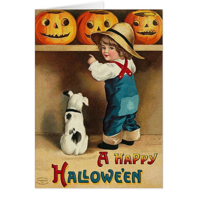 Halloween Retro Hund und ein süßes Kind (Vorne)