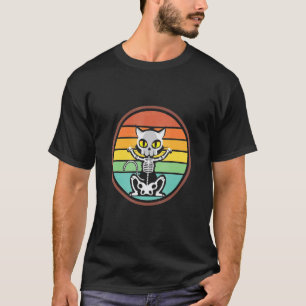 Halloween Retro Katzen Skelett Halloween Kostüm T-Shirt